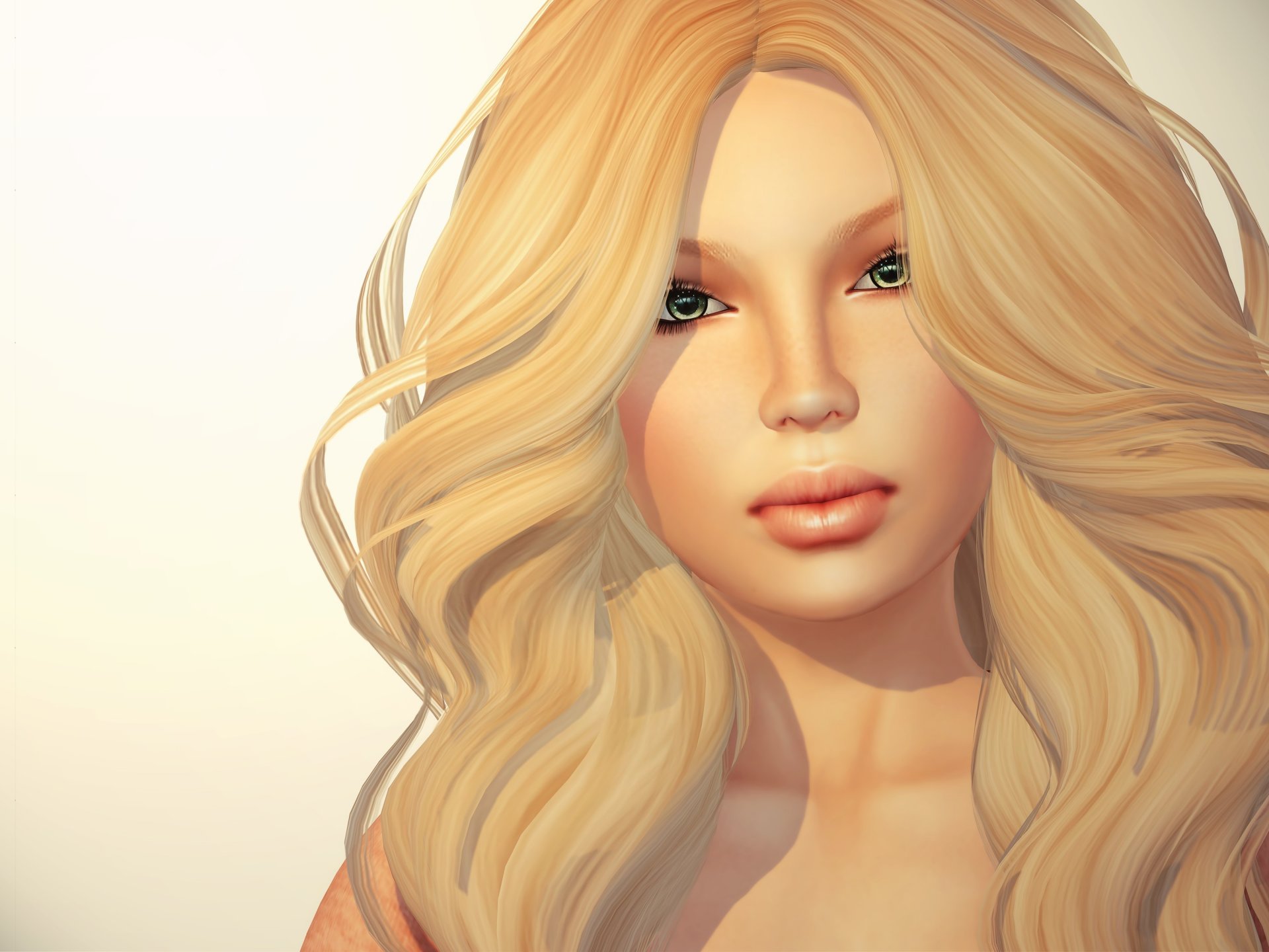 render girl face hair portrait