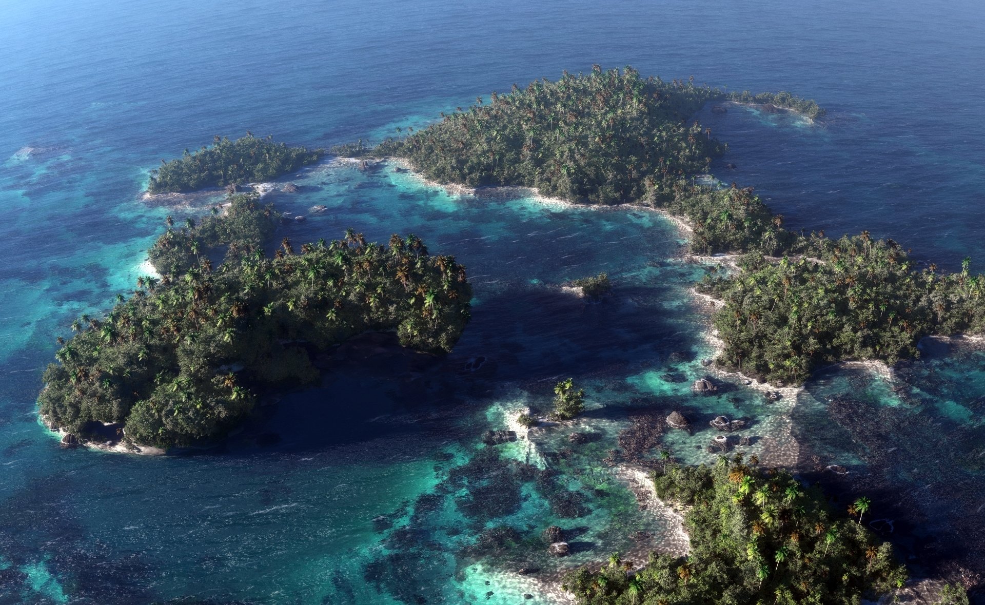 arte klontak barriera corallina mare oceano isole alberi palme vista dall alto