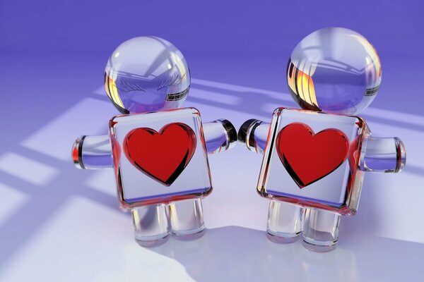 Reflection of human glass hearts