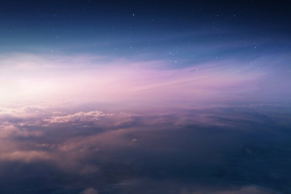 Clouds at sunset at high altitude