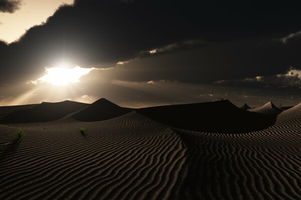 Arte de la puesta del sol en el desierto