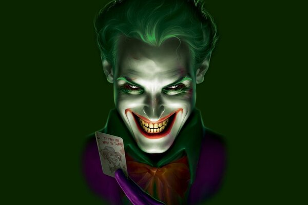 La sonrisa del Joker sobre un fondo verde