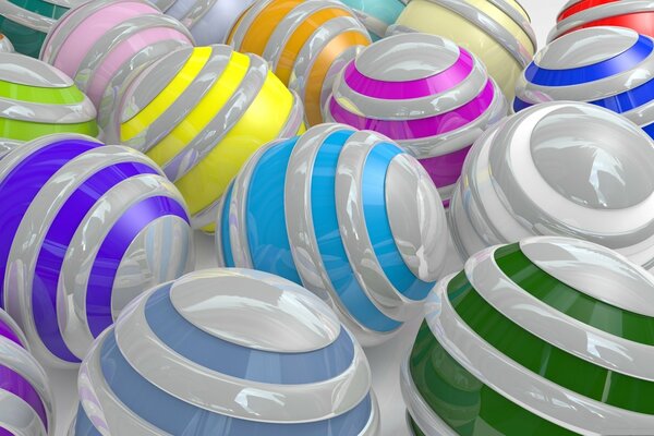 Different Balls in a multicolored stripe