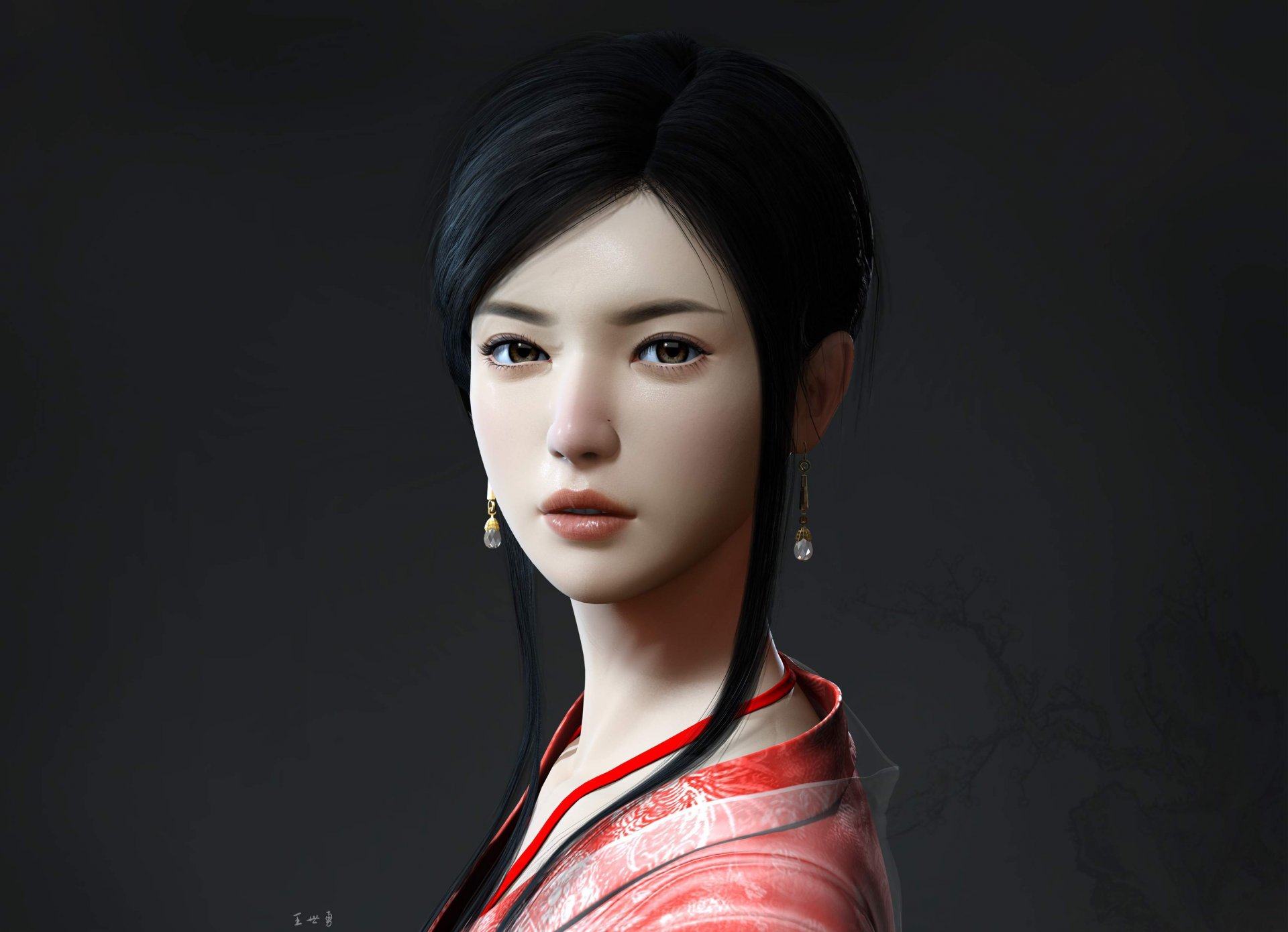 art mario вибисоно jeune fille азиатка kimono le regard boucles d oreilles