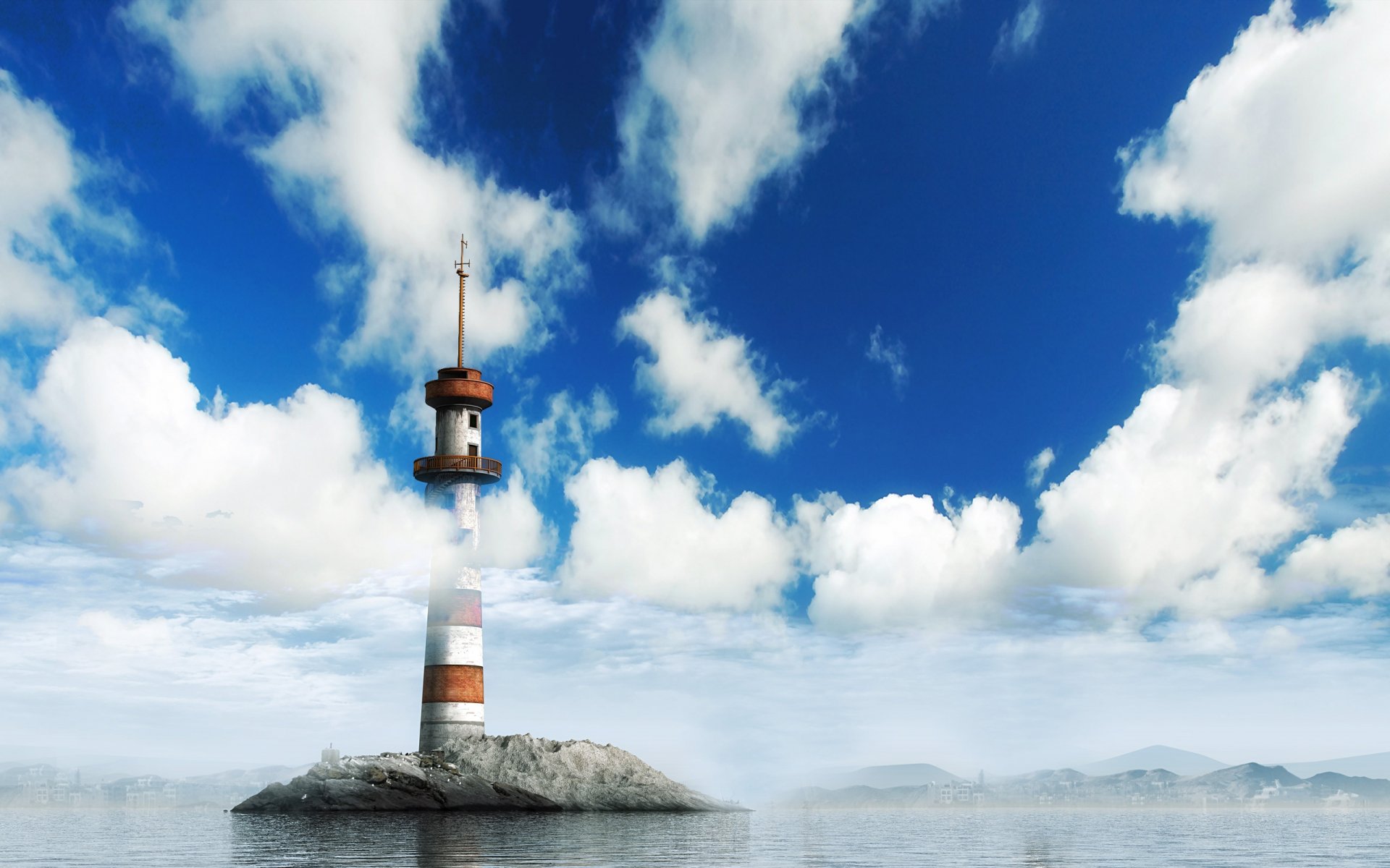 ky clouds lighthouse water island