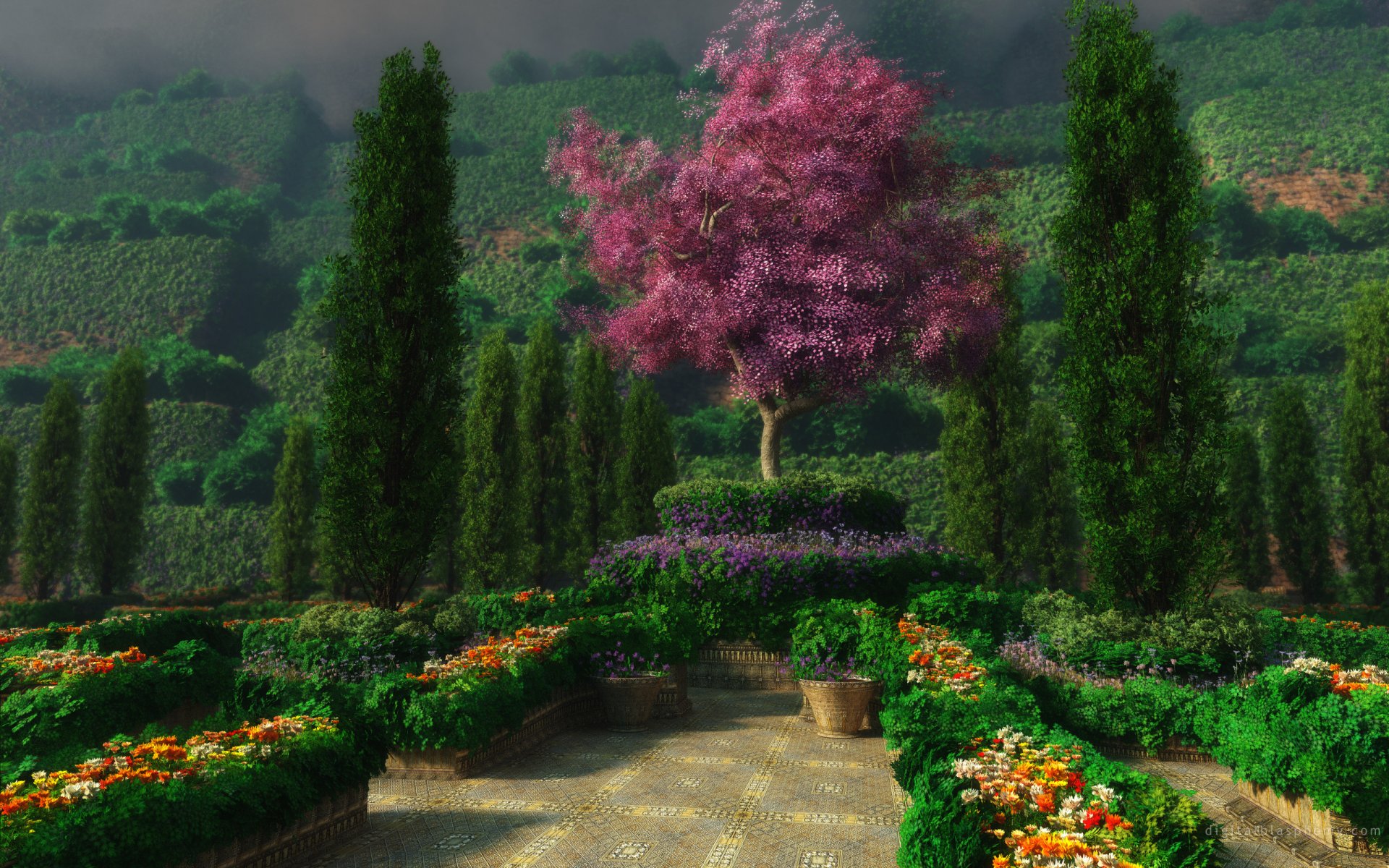 fiori vegetazione aiuole alberi