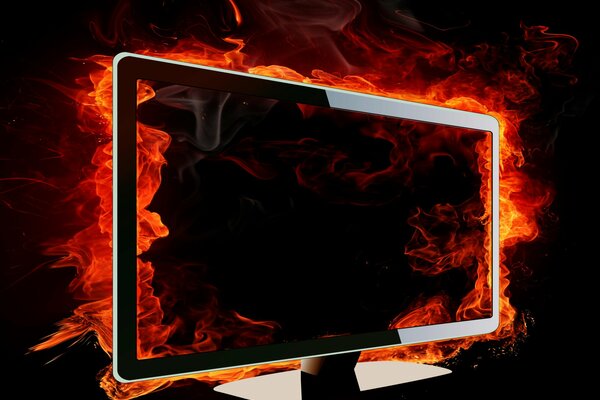 Imagen de un Monitor con lenguas de fuego