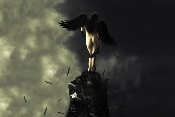 A girl tempted by a dark angel