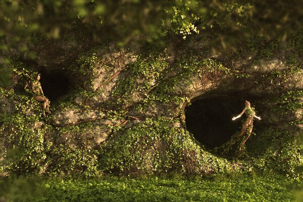 Hada en la cueva del bosque