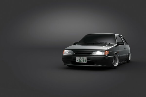 Black Lada on a gray background