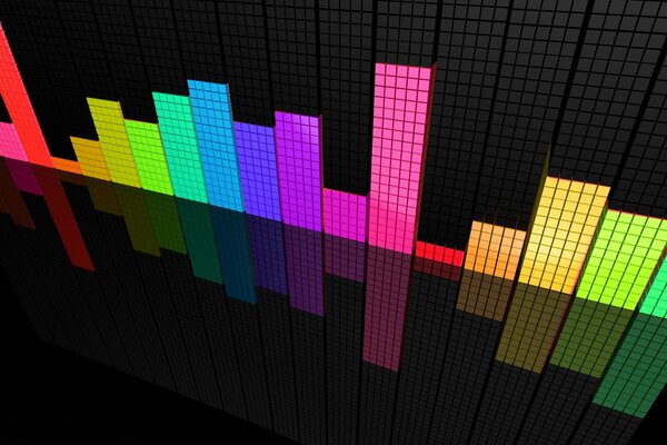 Forme grafiche luminose colorate su sfondo nero