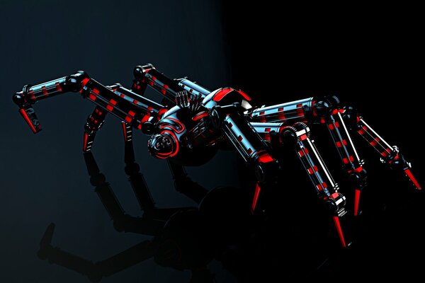 Metal Spider Robot with Red backlight