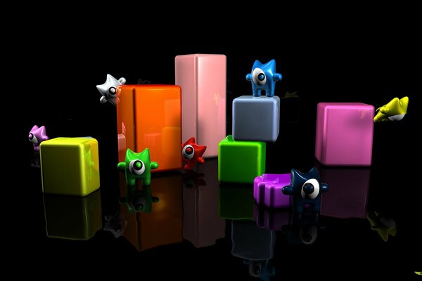 Color cubes pour jouer avec цыклобиками