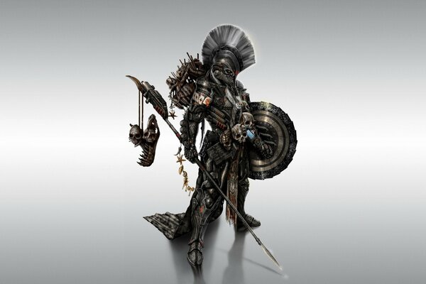 Dark Spartan with spear and shield