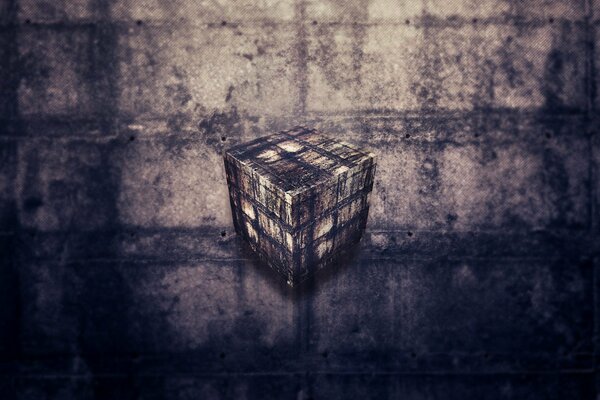 Le cube dans un sale des tons sombres. figure