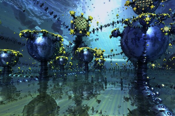 Fractal objects under water