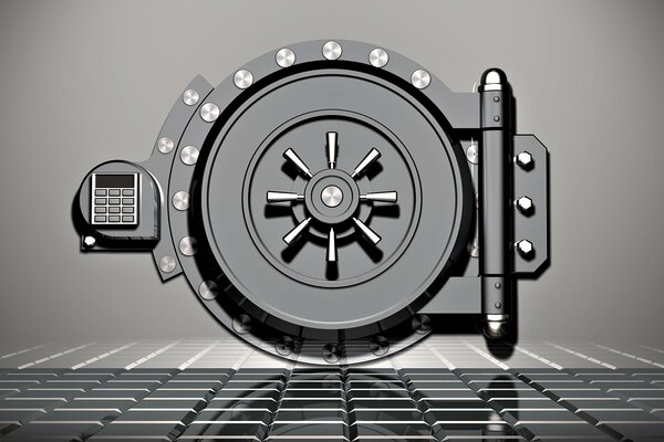 Vector image of a safe in gray tones