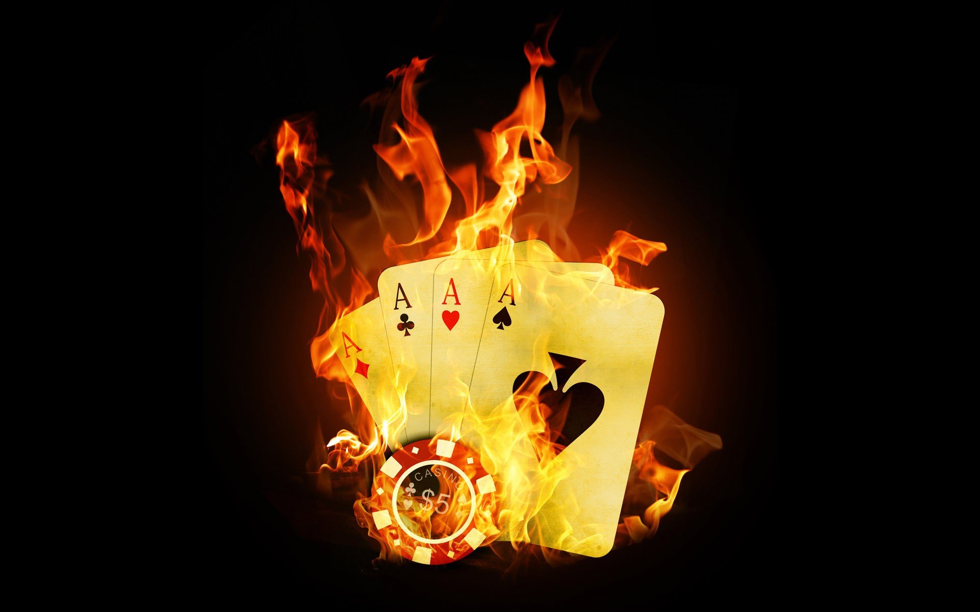 casino cartas llama fuego ases poker