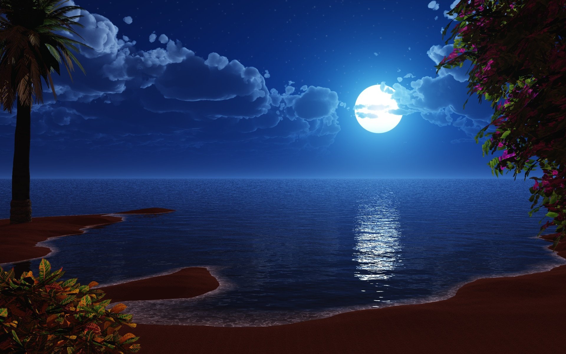 la lune la plage la mer рисованый