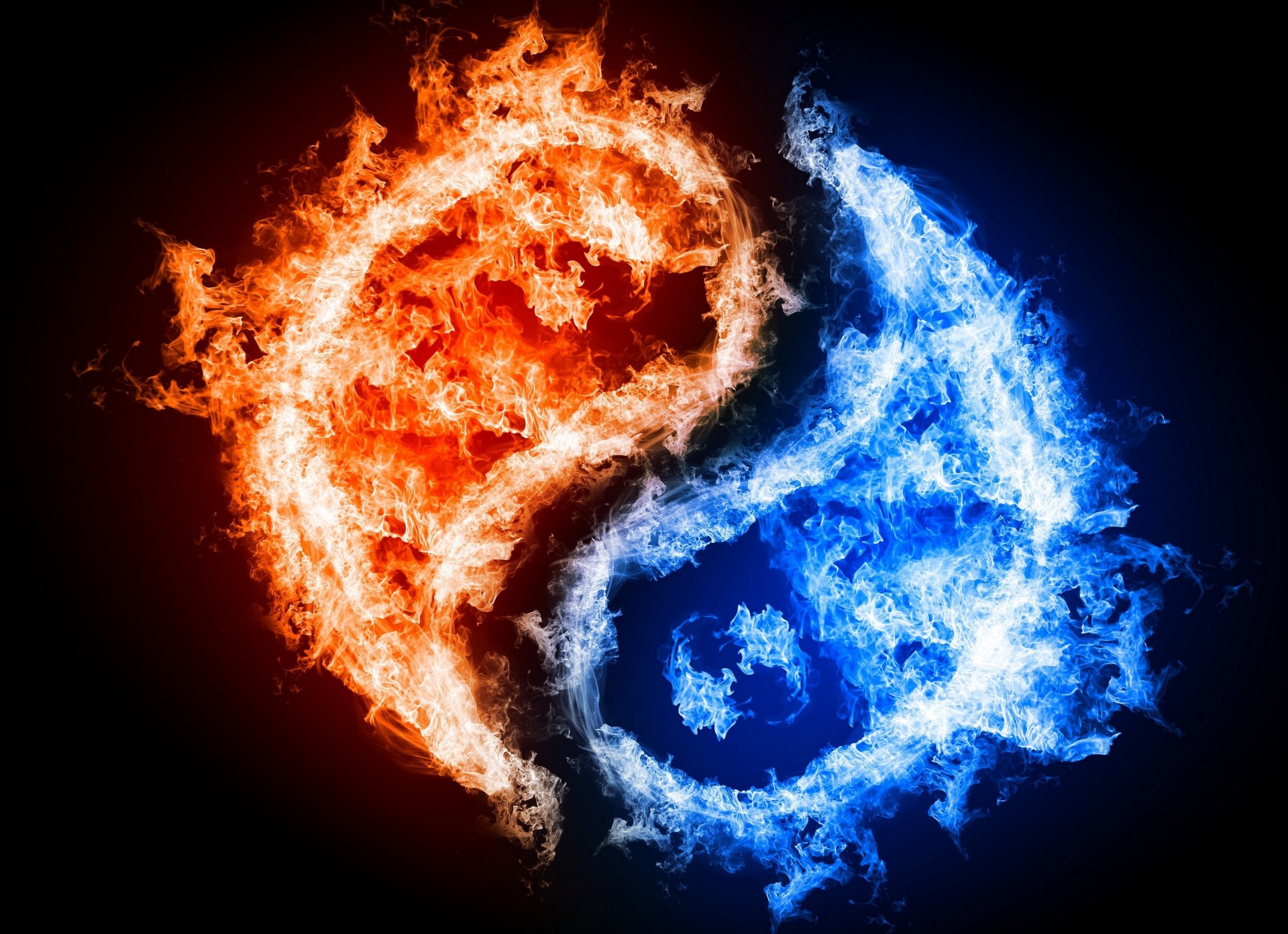 yin and yang symbols east philosophy fire water