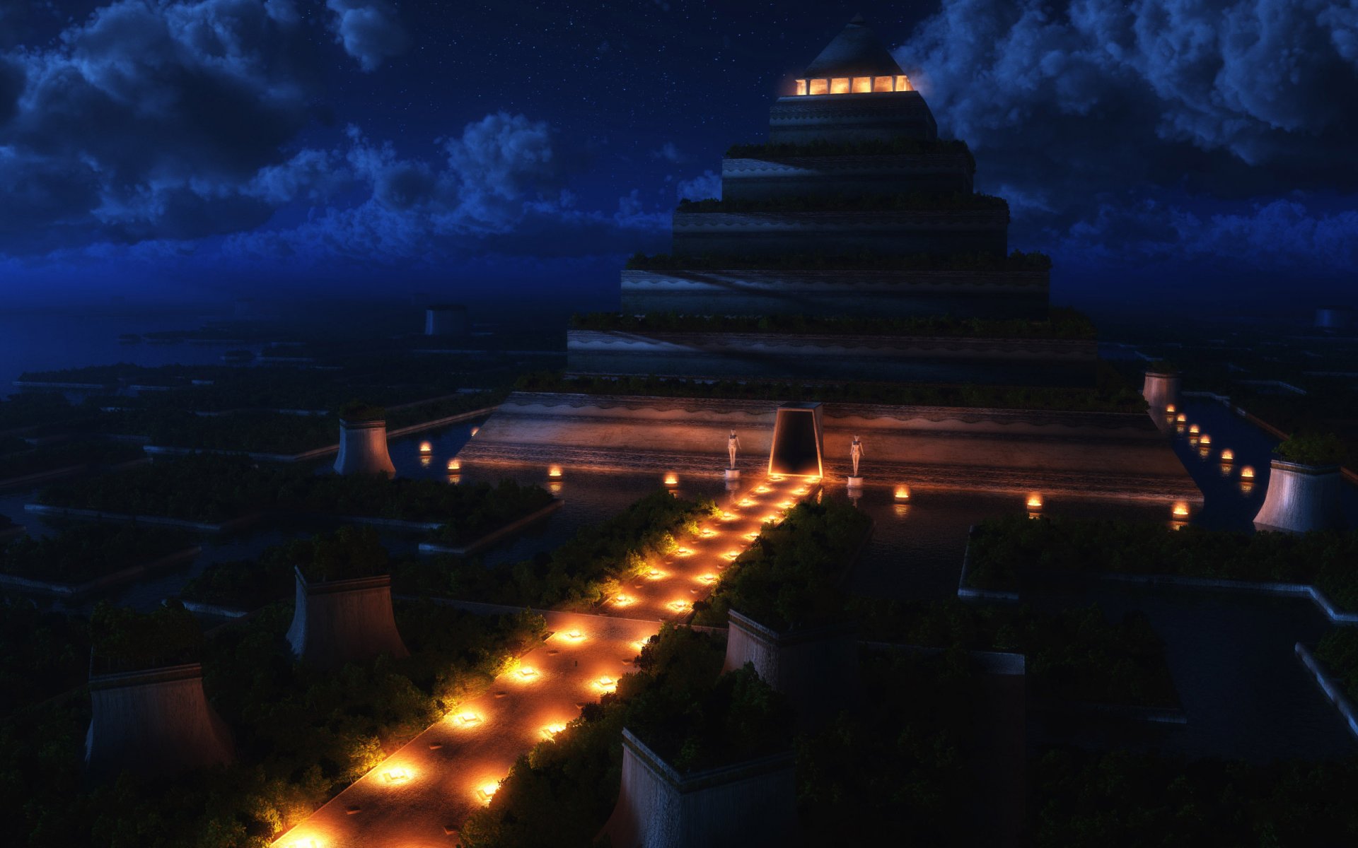 pyramide tempel nacht