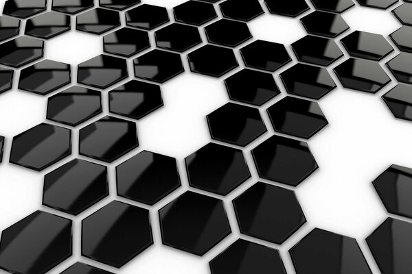 Tile made of black hexagon on a white background