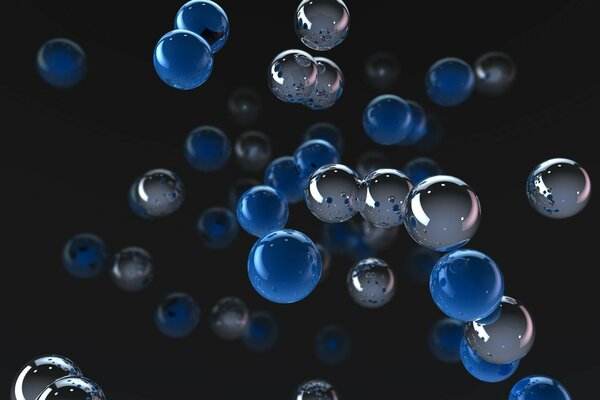 Wet balls of blue color