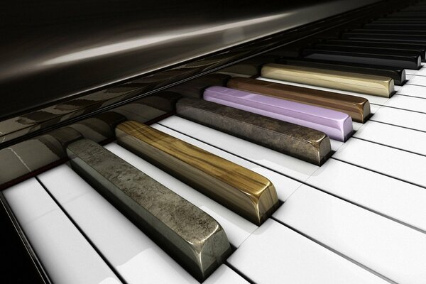 Teclas de piano con diferentes texturas