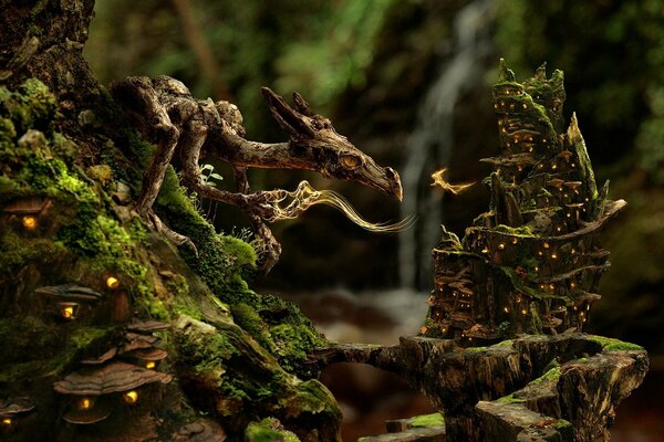 Conoce a un dragón y una hada en el bosque mágico