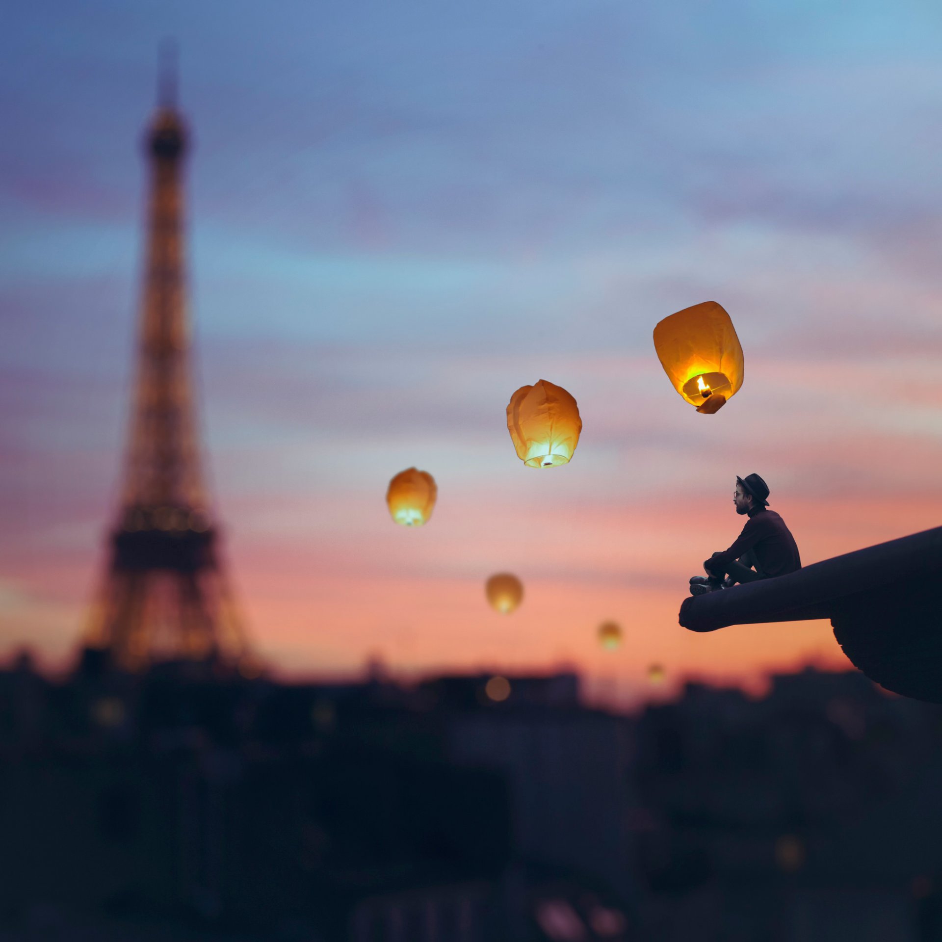 vincent bourilhon hombre sombrero ciudad parís torre linternas