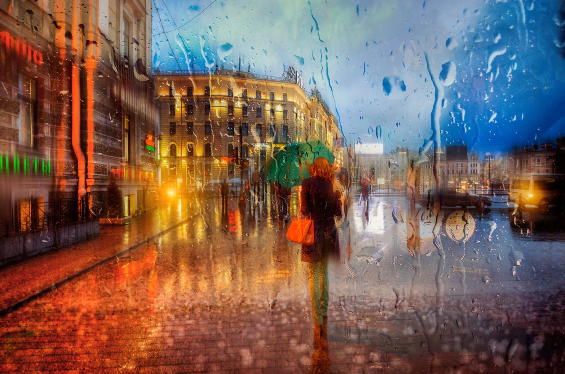 st. petersburg mädchen regen regenschirm