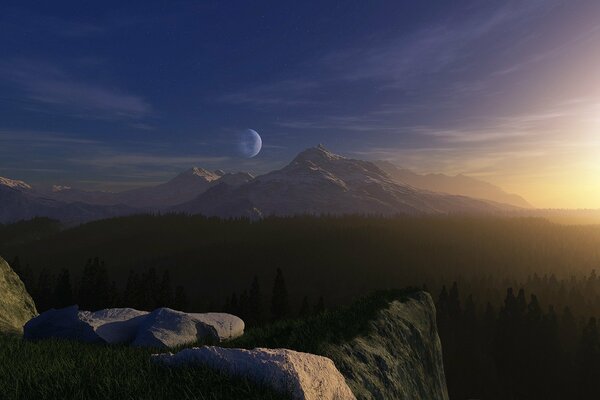 Dawn in the sky. Sleepy Planet