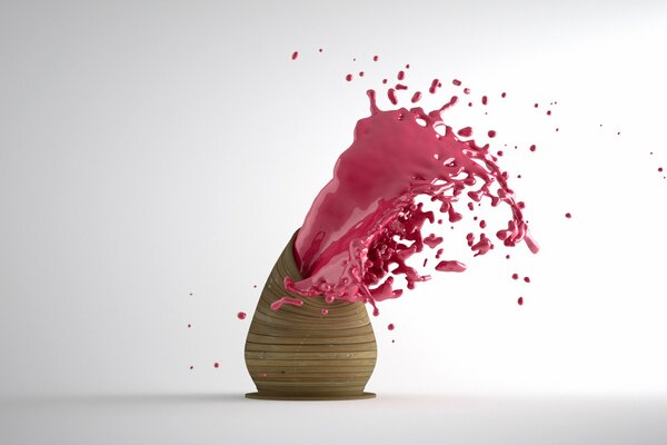 Splashes of crimson paint white background