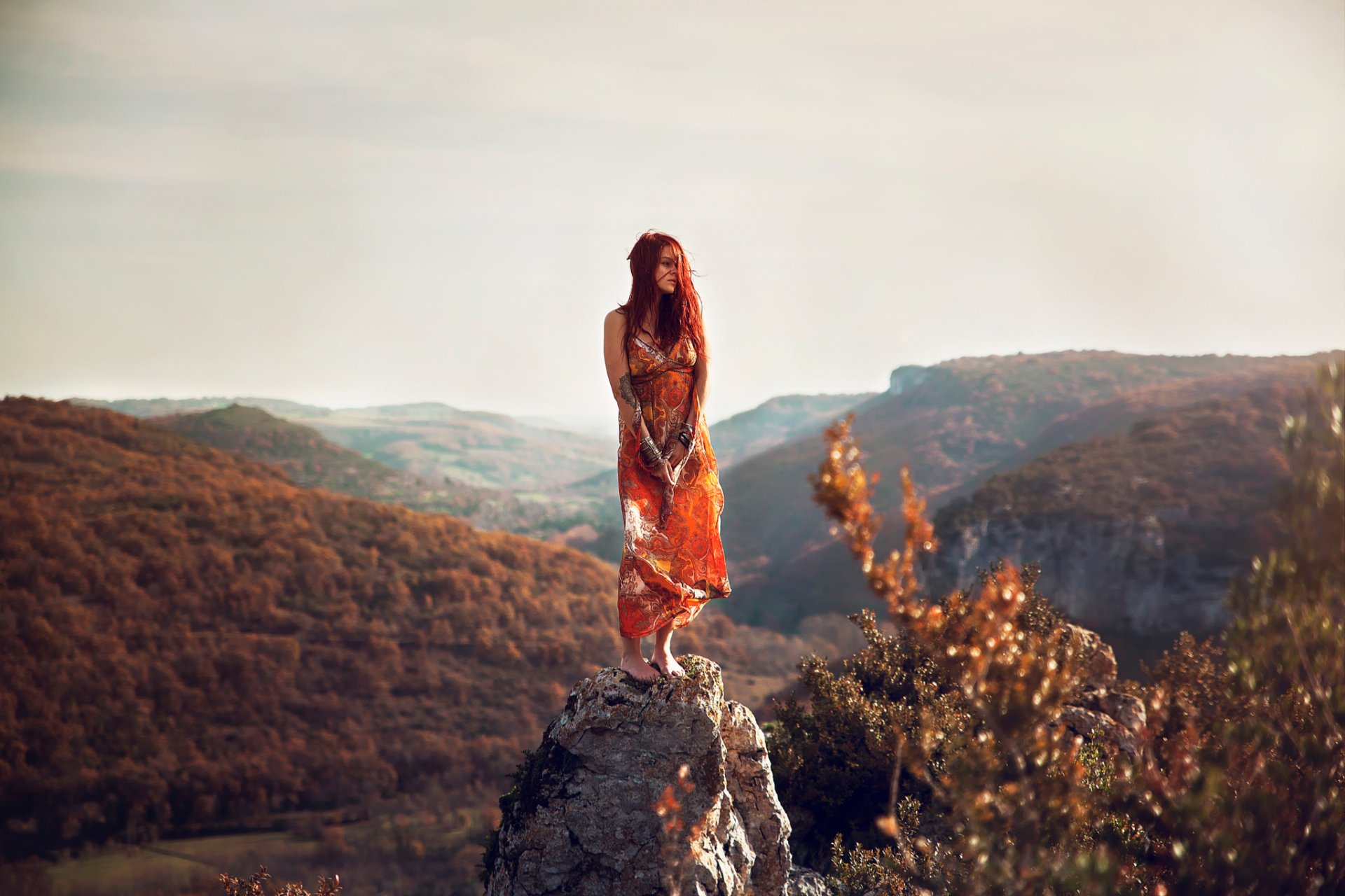 landscape stone height views girl