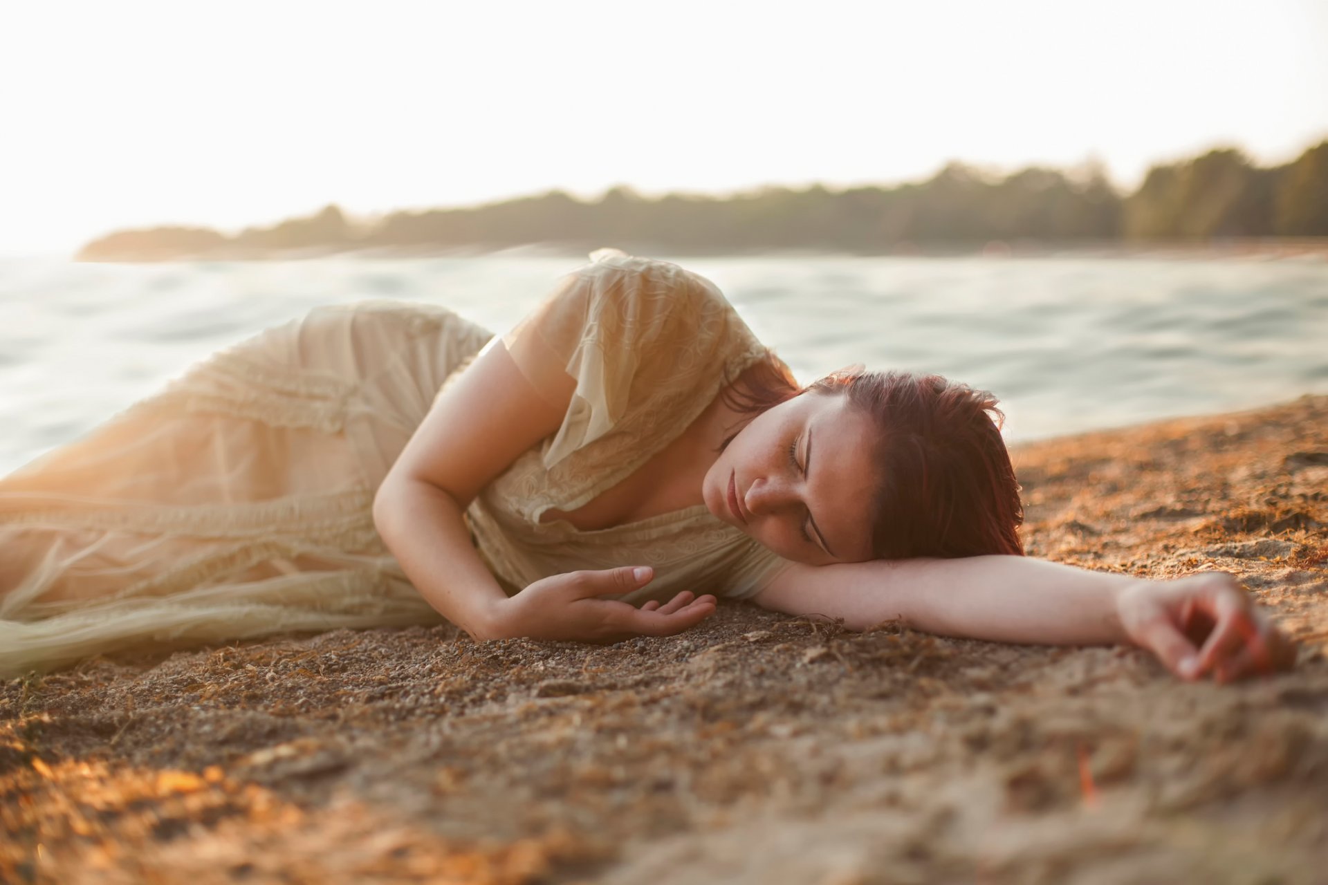 girl beach sleeping sport