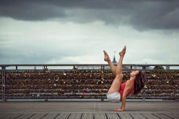 Graceful girl in shorts dancing