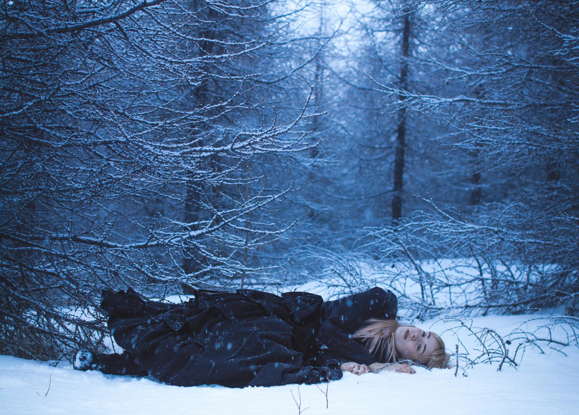 l hiver la forêt la neige la jeune fille loisirs