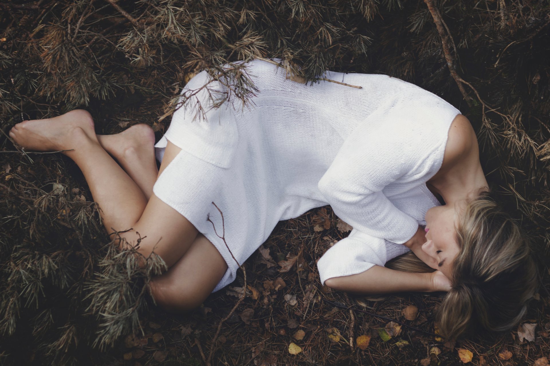 la forêt la jeune fille le repos le sommeil