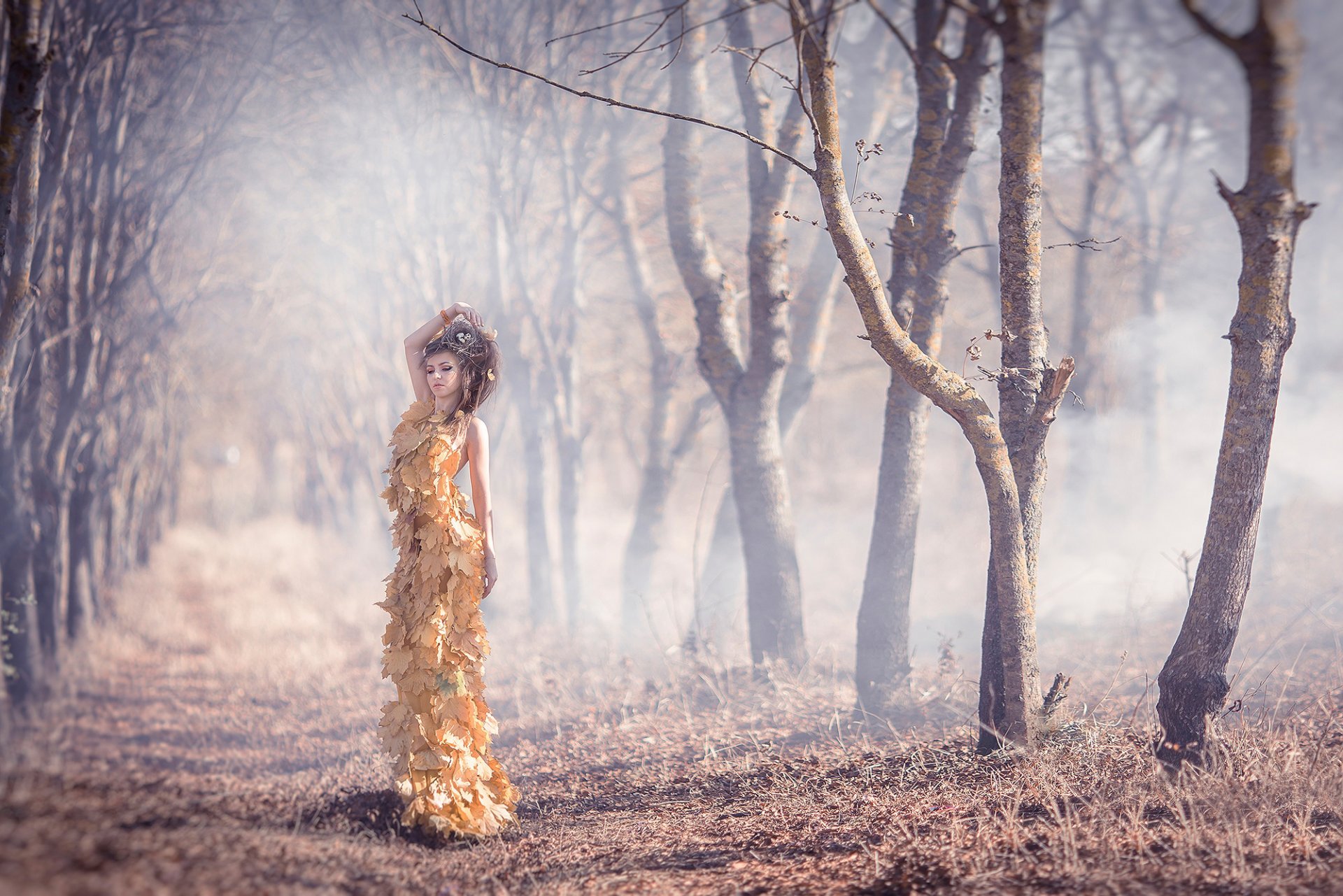 kleid herbstlaub mädchen kleid blätter herbst