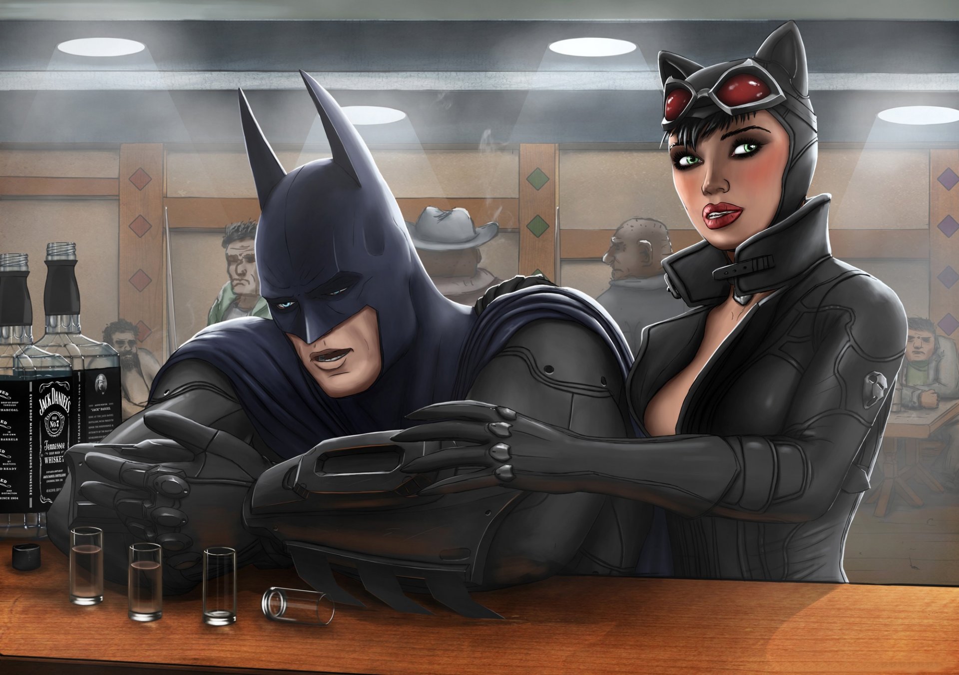 batman catwoman selina kyle bar drunk fan art