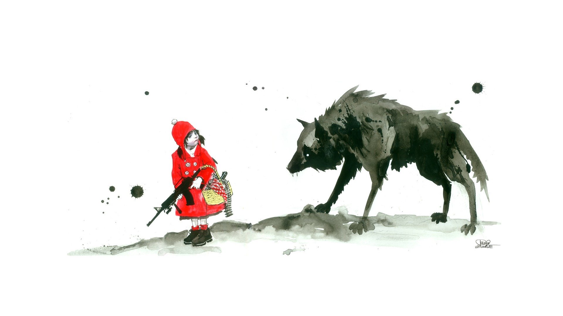 le petit chaperon rouge la petite fille le loup l arme