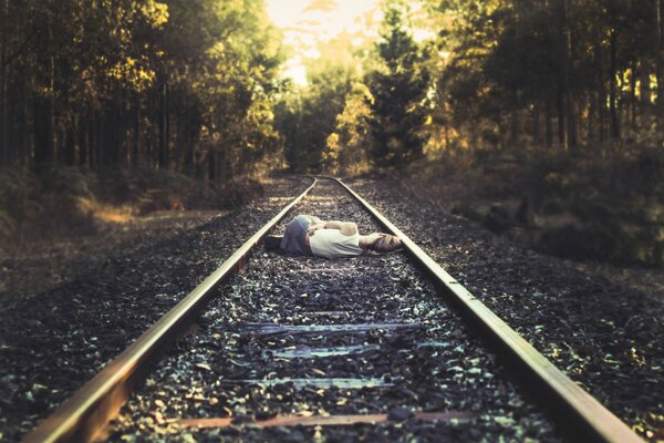 Modern Anna Karenina is waiting for the train