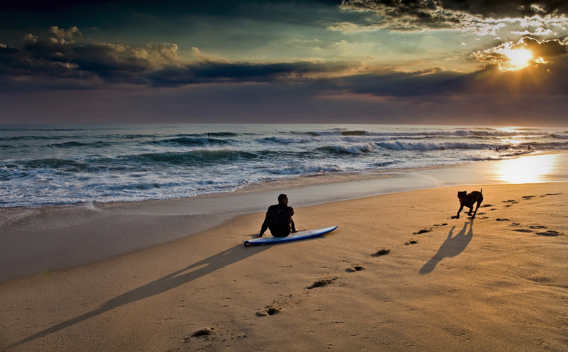 beach sea sky sunset