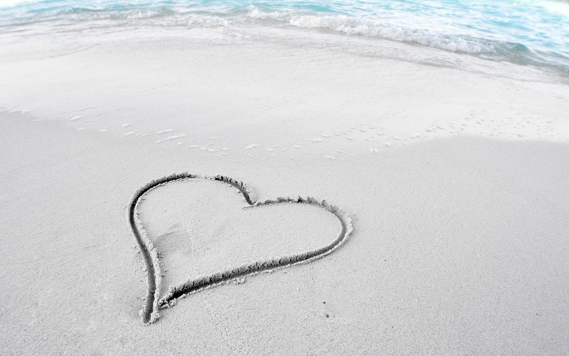 wallpaper mood shore beach sand heart