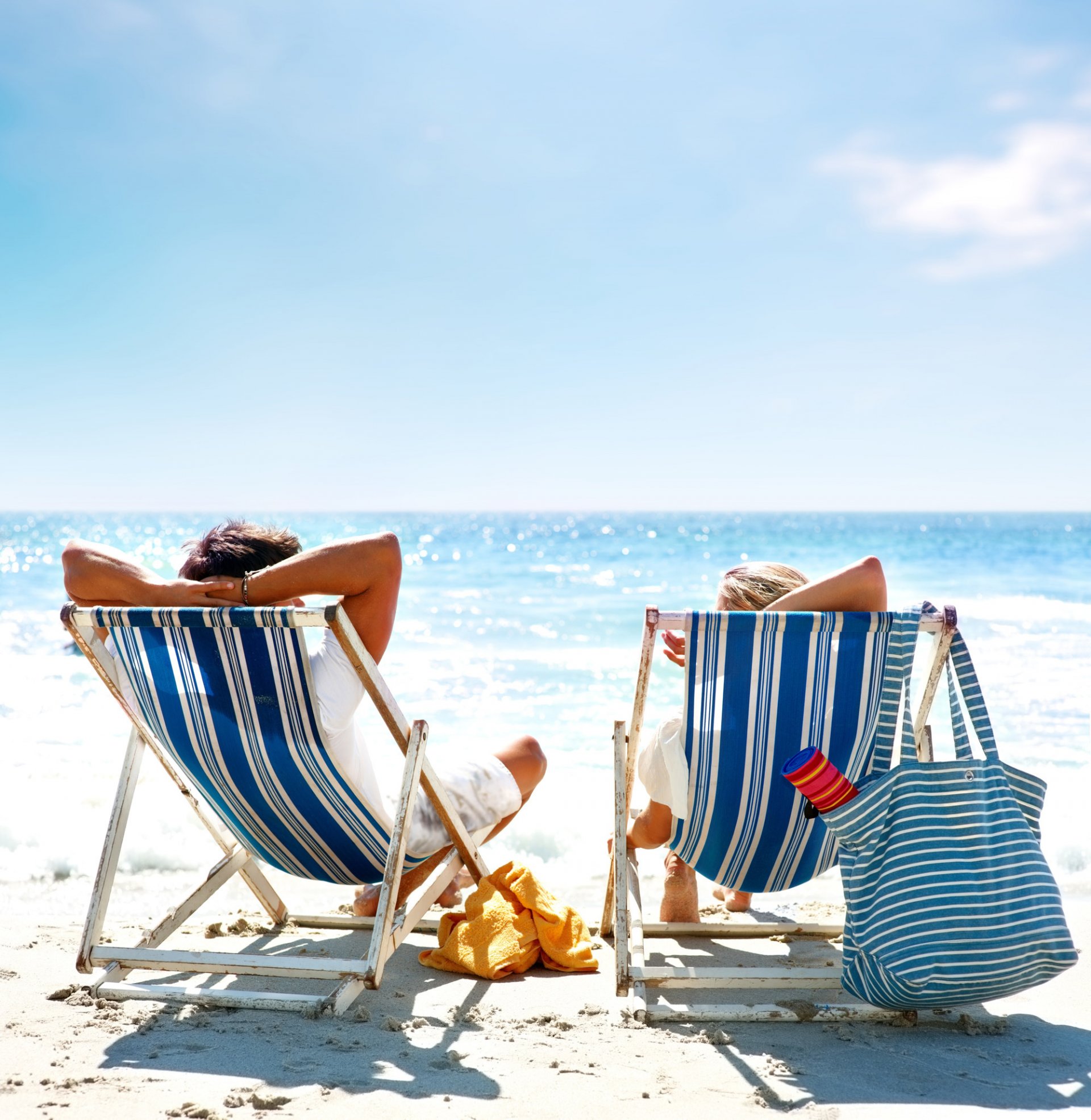 mer sable sac loisirs serviette soleil ciel été