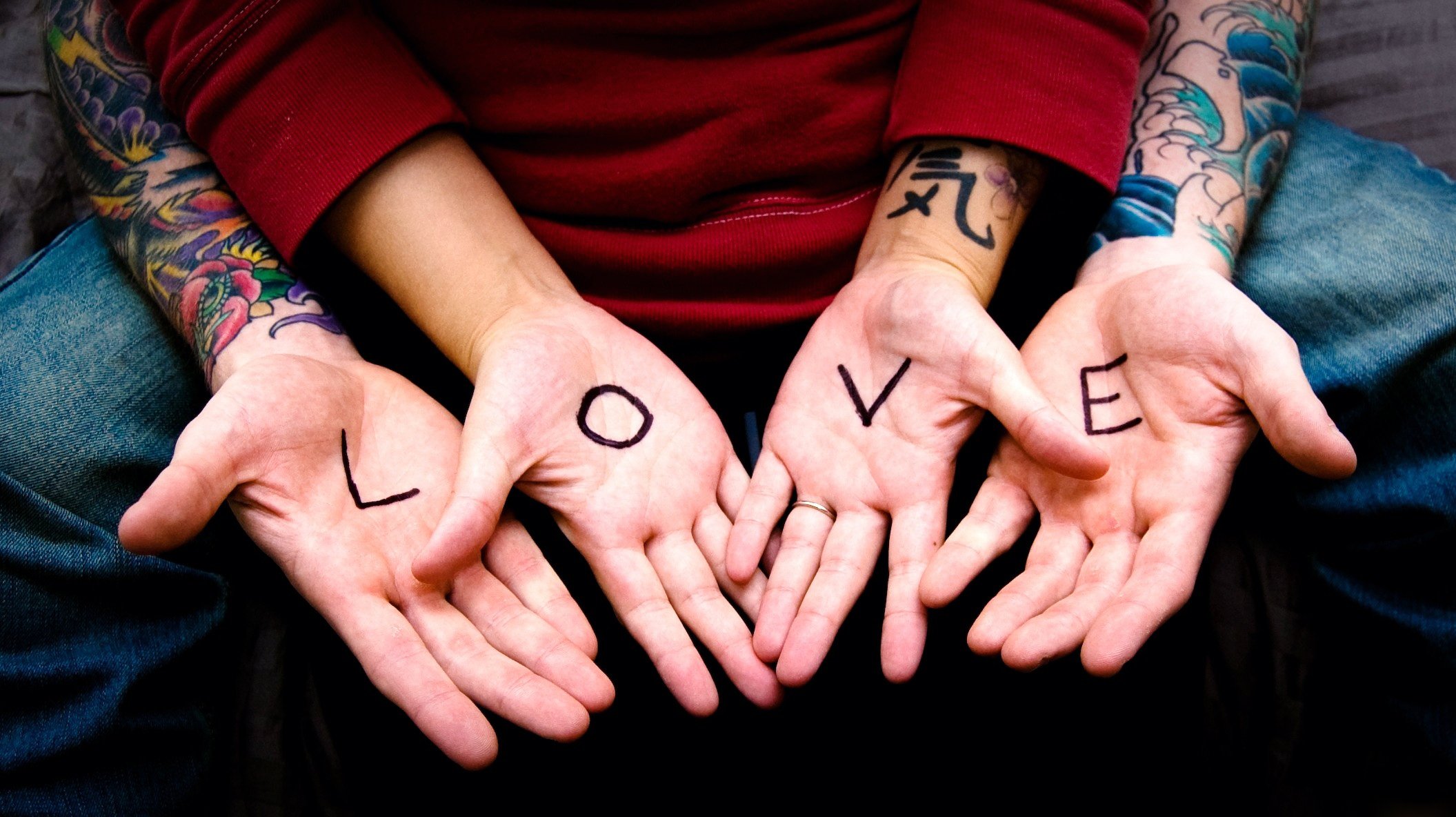 love letters hands guy girl tattoo