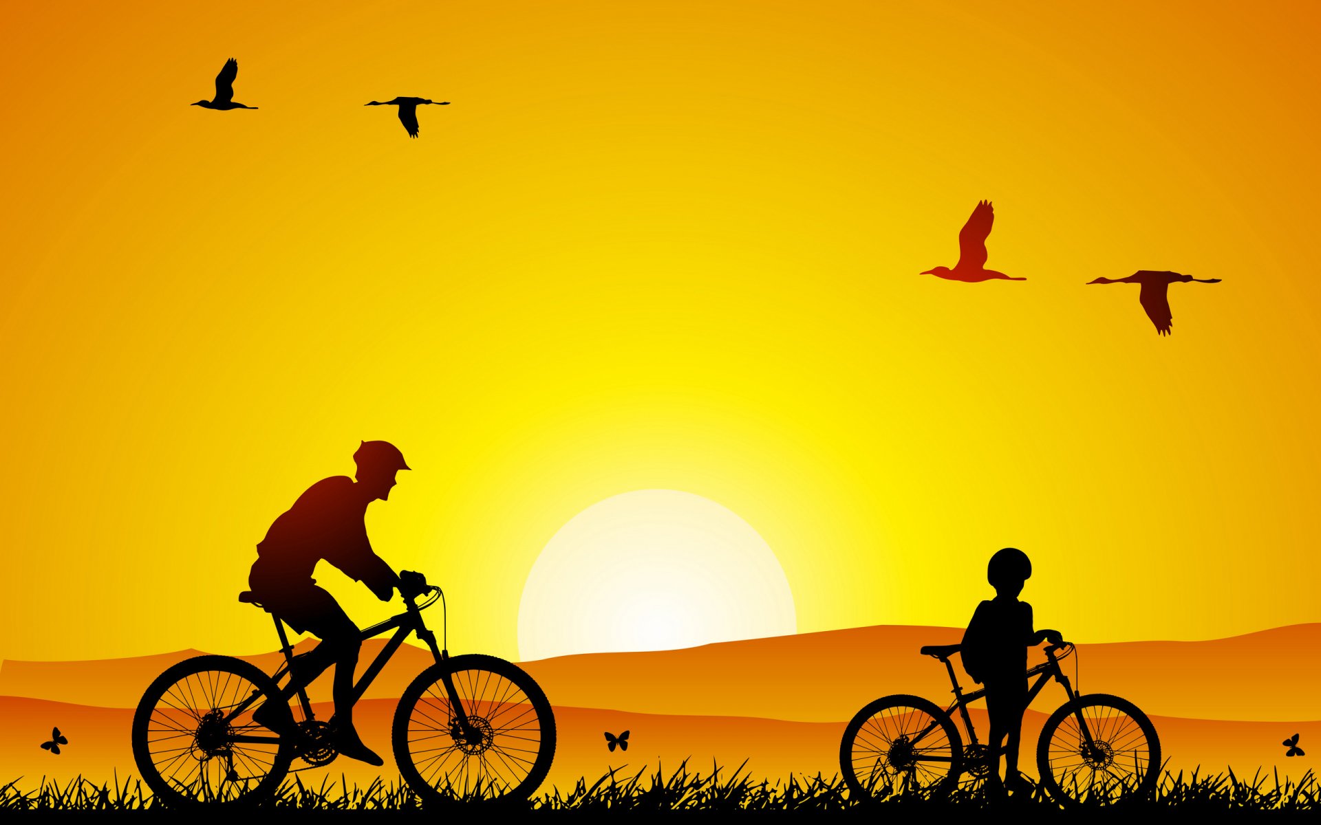 moods mood minimalism walk dad son bicycles nature bird