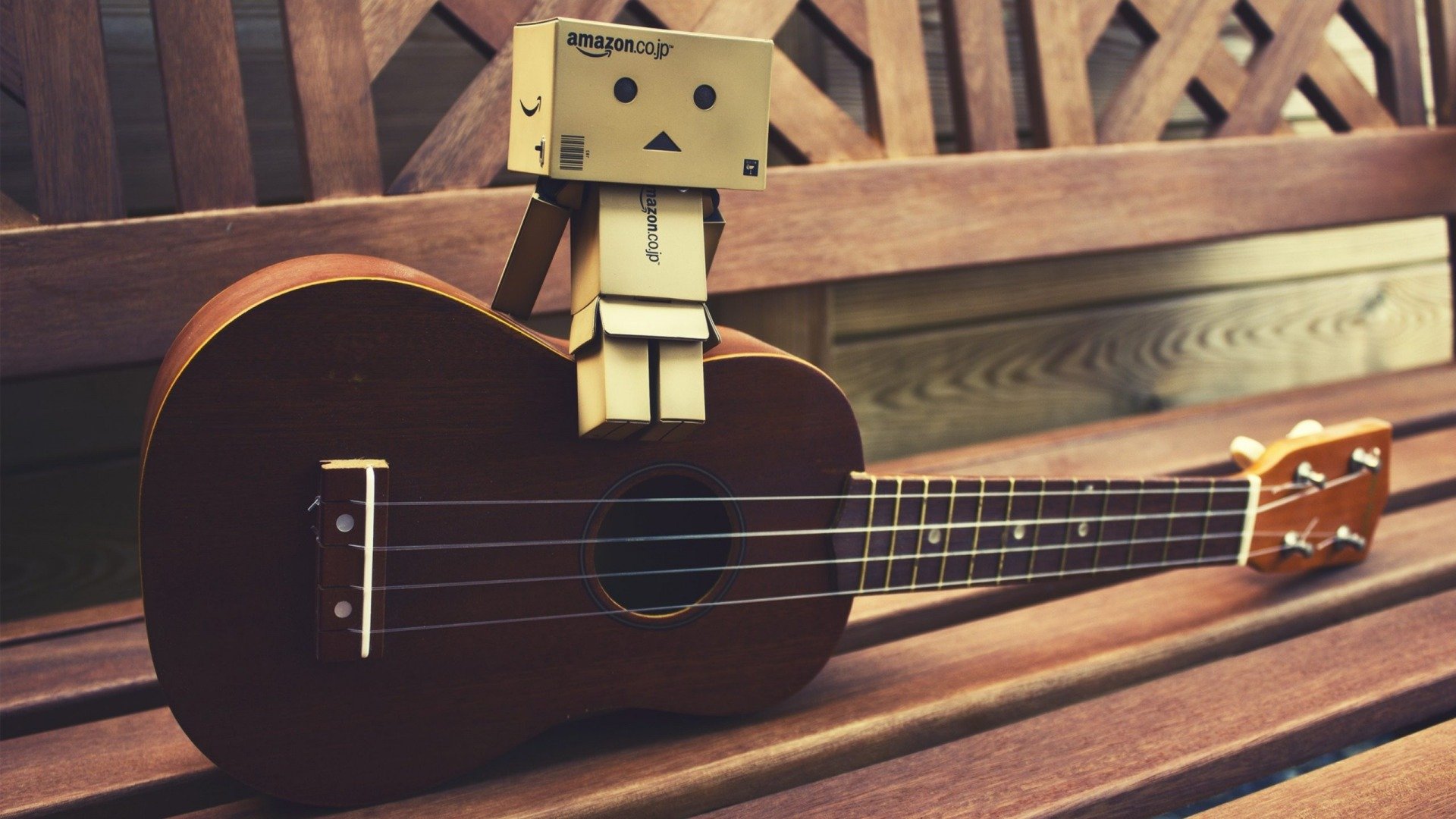 moods danbo box box guitar brown bench bench sitting