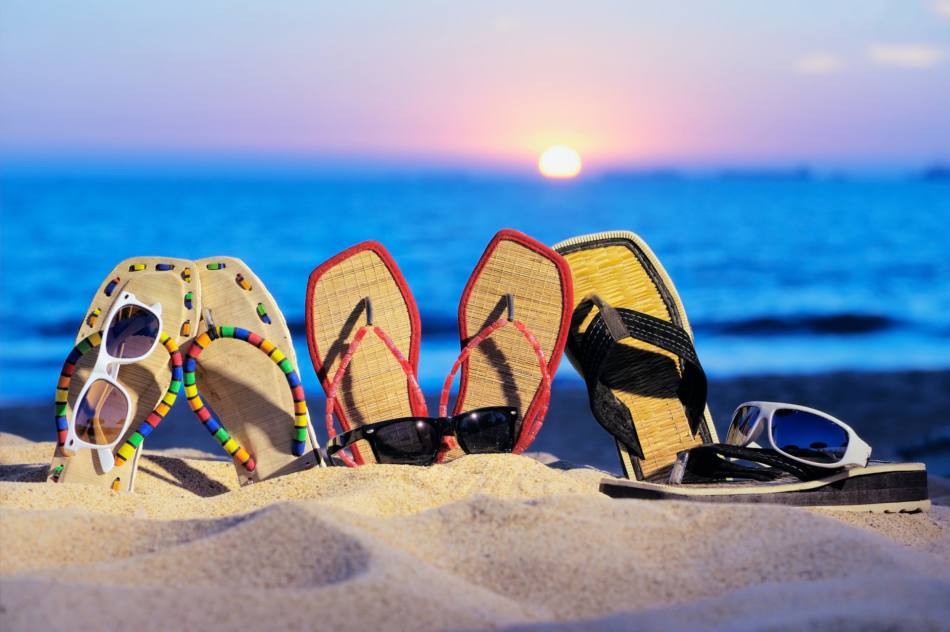 meer strand sand flip-flops brille sonnenuntergang sommer urlaub