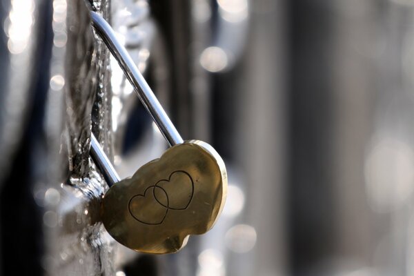 Yellow decorative heart-shaped lock